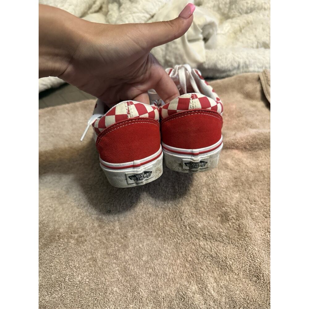 VANS Old Skool Red White Checkerboard Canvas Sneakers Men's US 7 Lace Up - Picture 6 of 8